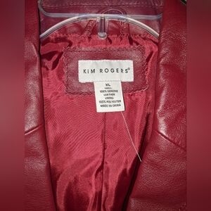 Kim Rogers Crimson Leather Blazer Zip Front Jacket NWOT